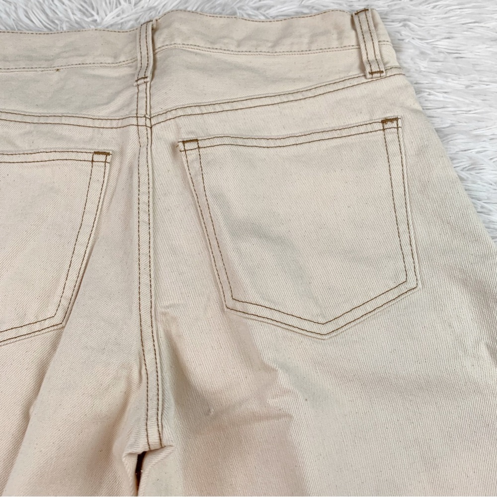 J Crew Hi rise Mid-length denim Bermuda short in ecru frayed hem - Picture 10 of 11